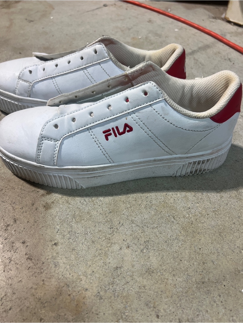 Fila White and Red Low-Top Sneakers